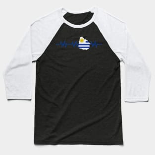 Uruguay Heartbeat Flag Pulse Baseball T-Shirt